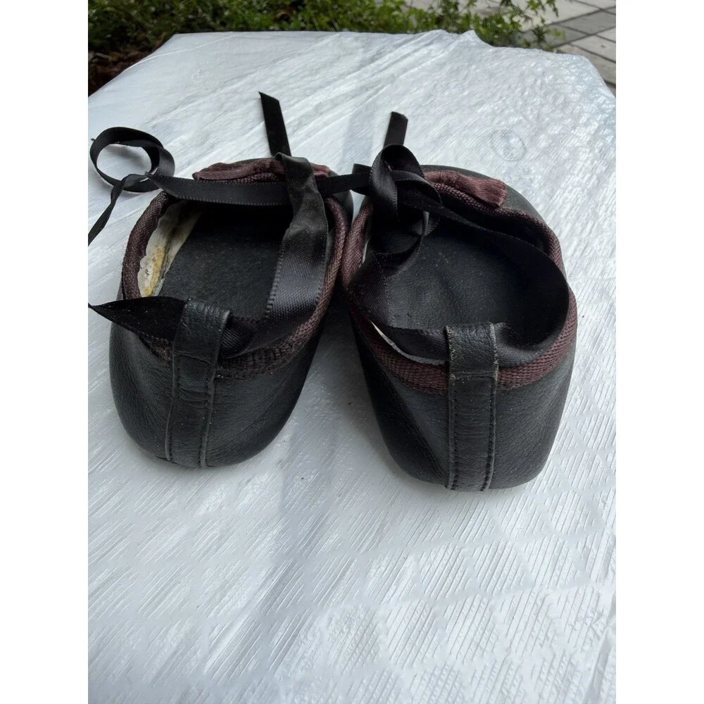 Vintage Baby Shoes Black Burgundy Velvet Bows Ribbon Tie Antique Infant Shoes